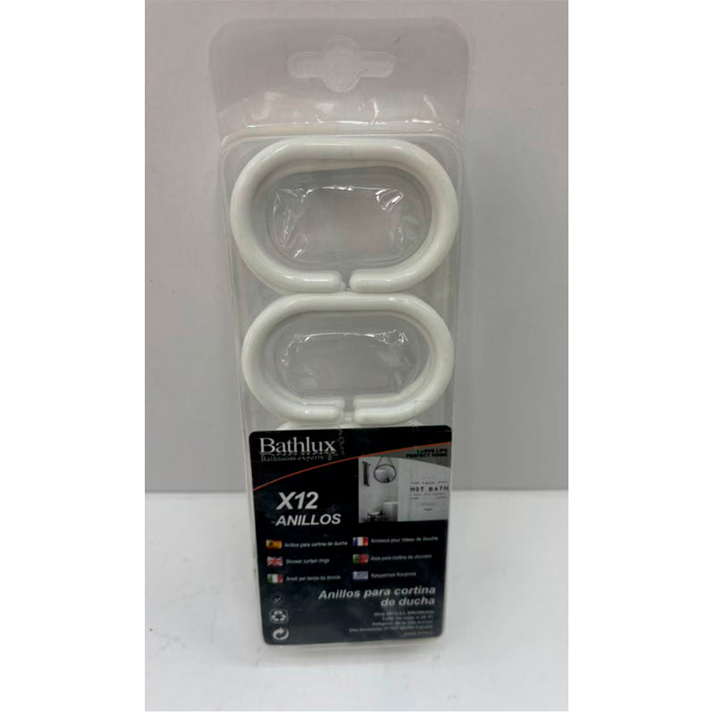Argolla De Cortina Para Baño Blancos 12und Ganchos Plasticos