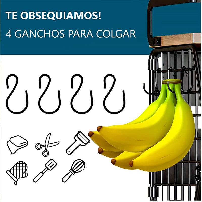 Canasto Para Frutas Frutero Magnetico Hogar Verdulero Cocina Negro
