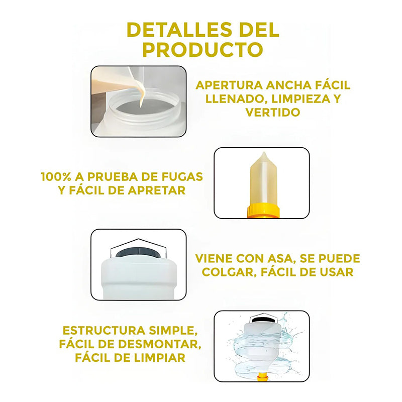 Salsero Tetero Dispensador Salsas Botella Colgante 5,5 L Amarillo