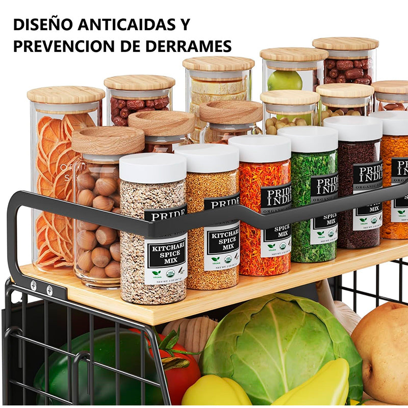 Canasto Para Frutas Frutero Magnetico Hogar Verdulero Cocina Negro