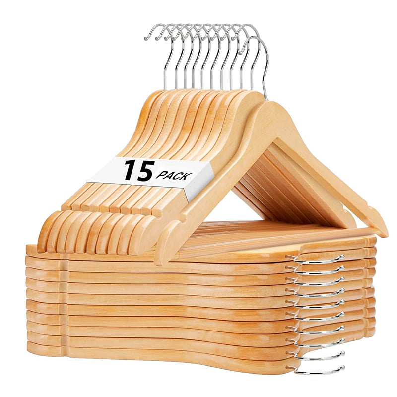 Colgadores De Ropa Set Bambu Antideslizante Wakeshome Madera