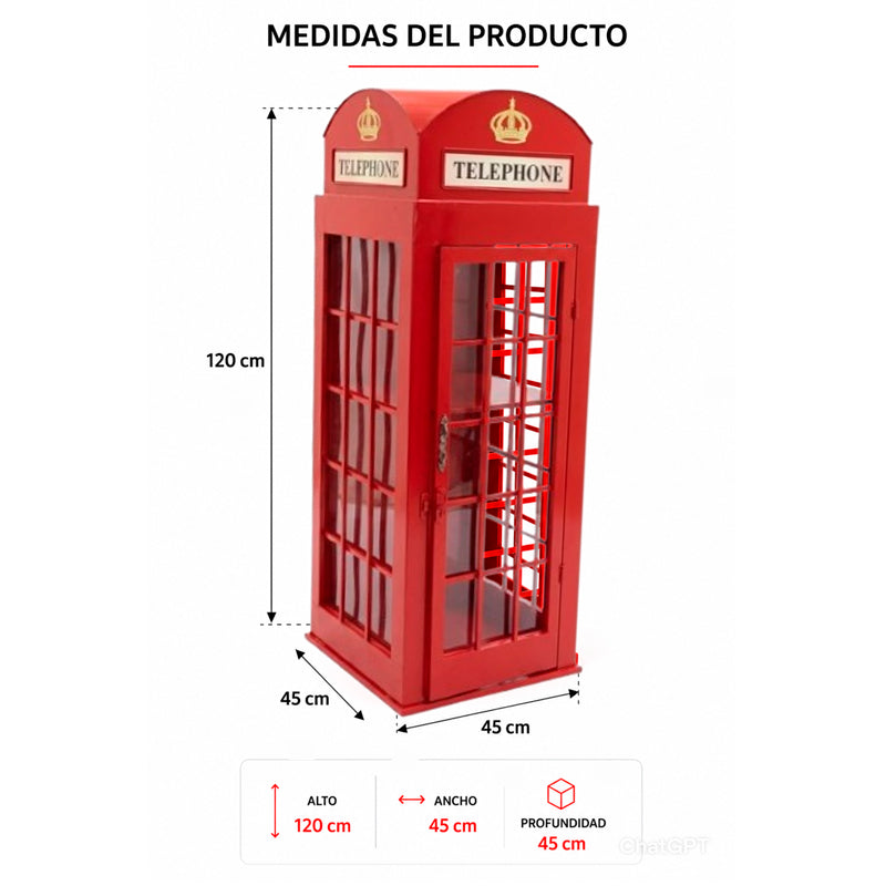 Figura Decorativa Cabina Telefonica D Londres Hierro Fundido 120cm