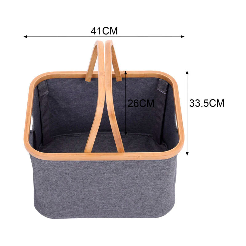 Cesto Plegable Para Ropa Canasto Con Asa Organizador Hogar Gris Oscuro Lisa