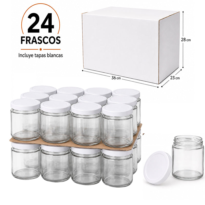 Frasco Conservero 450 Cc Con Tapa Metálica Blanco