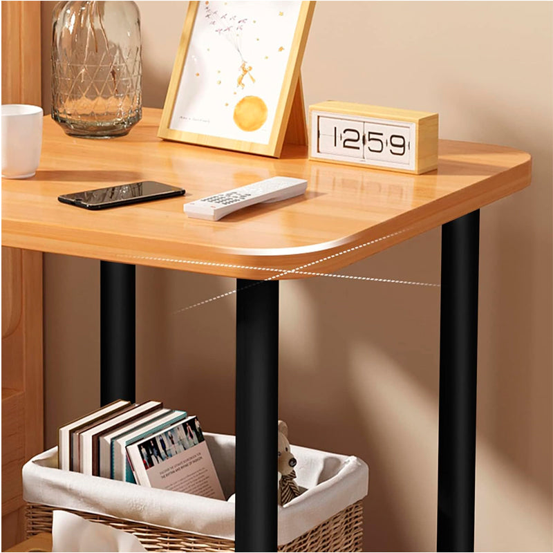 Mesa De Noche Top Living Velador 2 Niveles De Bambú Brillante