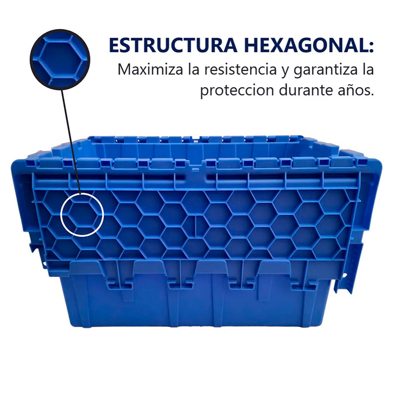Caja Logística Organizadora 52 Litros Apilable Azul