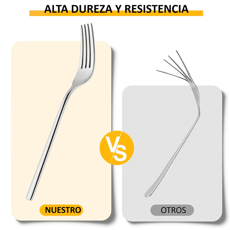 Set De Cubiertos De Lujo 6 Piezas Cuchilleria Plateado Tenedor Cuchara