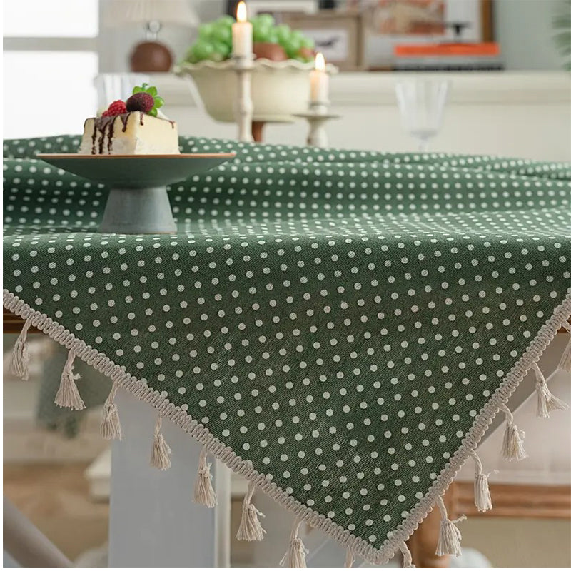 Mantel Rectangular Mantel De Mesa Borla Algodón 120x160cm Verde Con Lineas