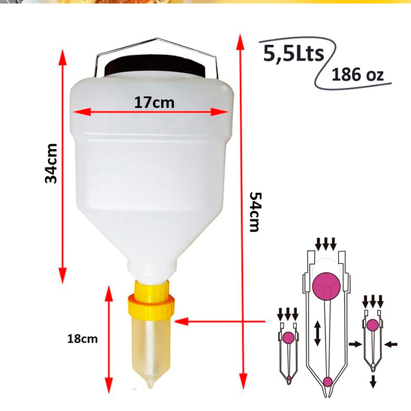 Salsero Tetero Dispensador Salsas Botella Colgante 5,5 L Amarillo
