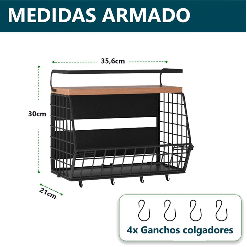 Canasto Para Frutas Frutero Magnetico Hogar Verdulero Cocina Negro