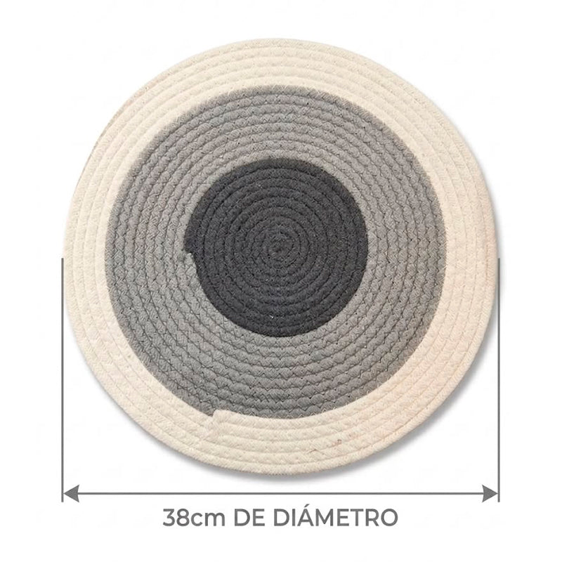 Individual Trenzado Cuerda de Algodoon Mantel Redondo De 38cm