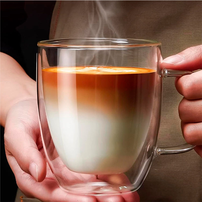 Mug Taza De Café oz Doble Pared Vidrio Vaso Termico