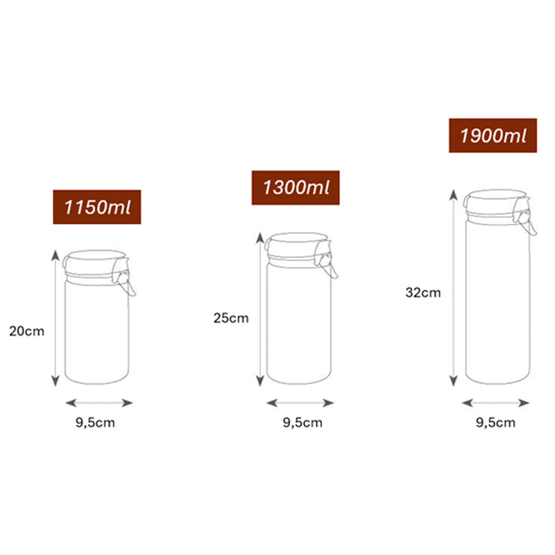 Set 3 Tarros de Almacenamiento de Vidrio Tapa Hermética con Bisagra