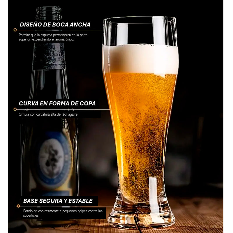 Set De 6 Vaso Cervecero De Vidrio Color Transparente 430ml