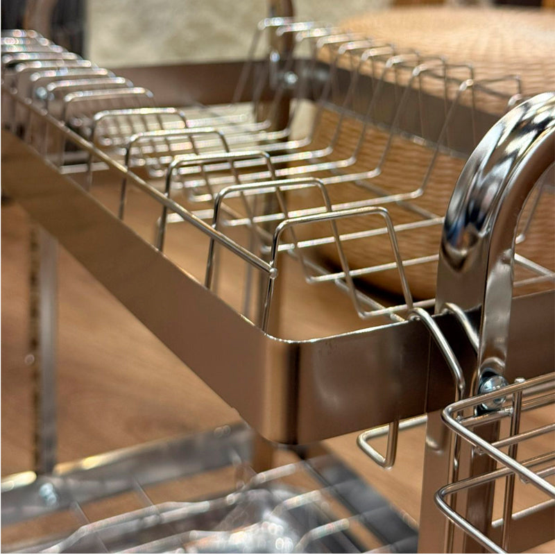 Escurridor De Platos Inoxidable De 2 Niveles Organizador De Cocina con Portaservicio