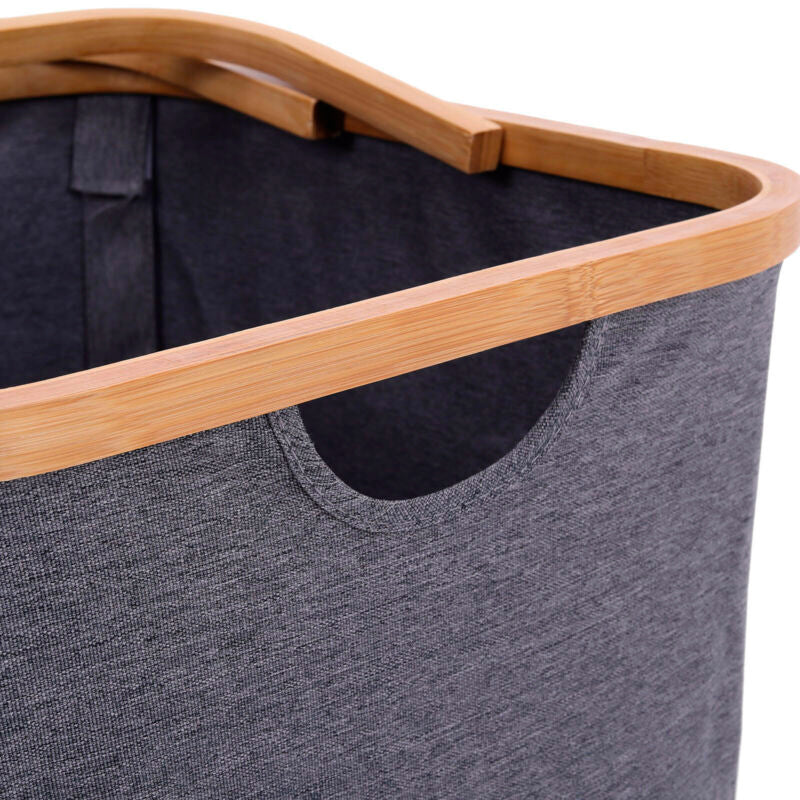 Cesto Plegable Para Ropa Canasto Con Asa Organizador Hogar Gris Oscuro Lisa