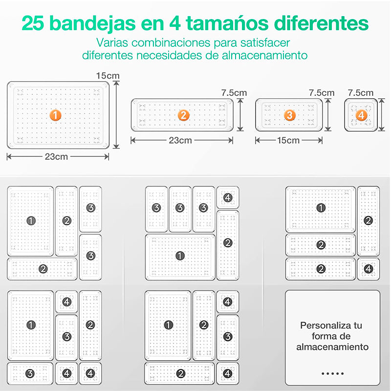 Juego De 25 Organizadores De Cajones De Plástico