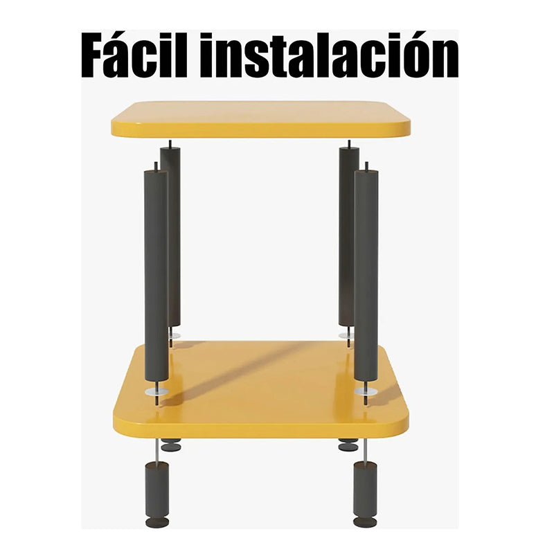 Mesa De Noche Top Living Velador 2 Niveles De Bambú Brillante
