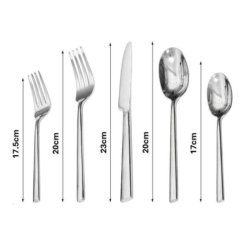 Set De Cubiertos De Lujo 6 Piezas Cuchilleria Plateado Tenedor Cuchara