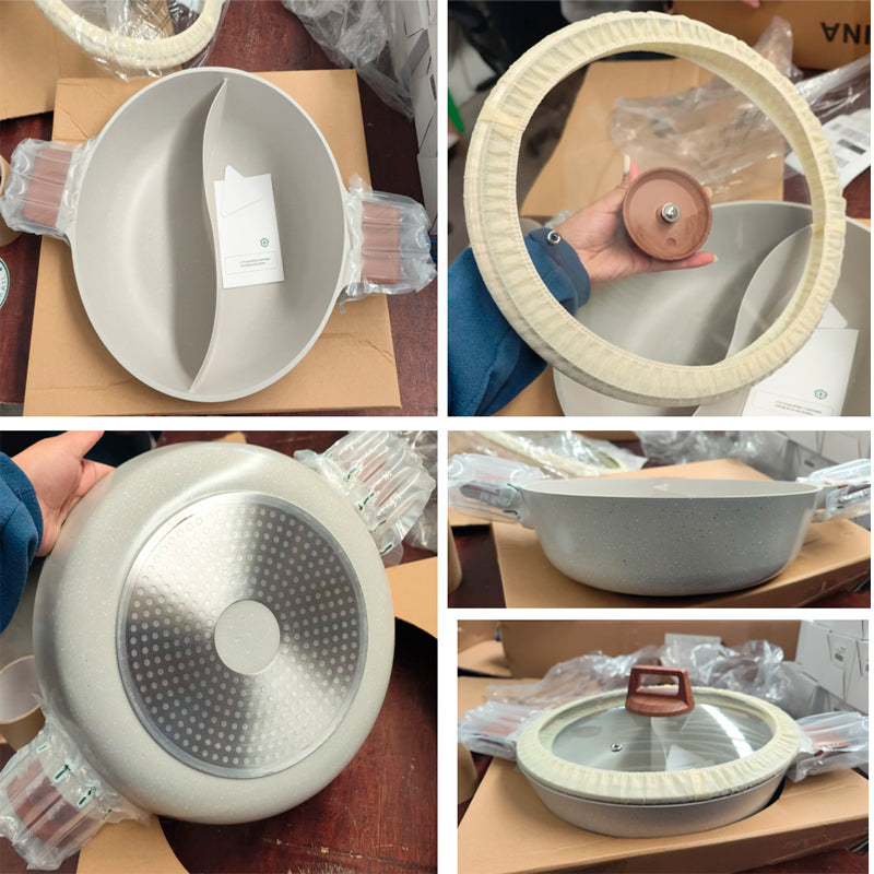 Olla Antiadherente Con Division Caserola 2 En 1 Sarten 30cm Doble Cara