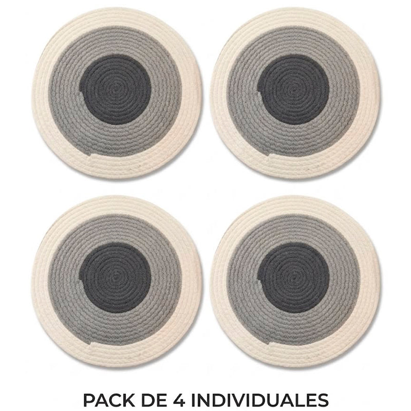 Individual Trenzado Cuerda de Algodoon Mantel Redondo De 38cm