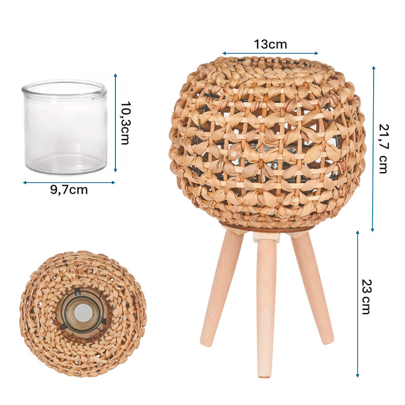 Macetero Ubud de Yute Natural con Base de Madera Porta Macetas