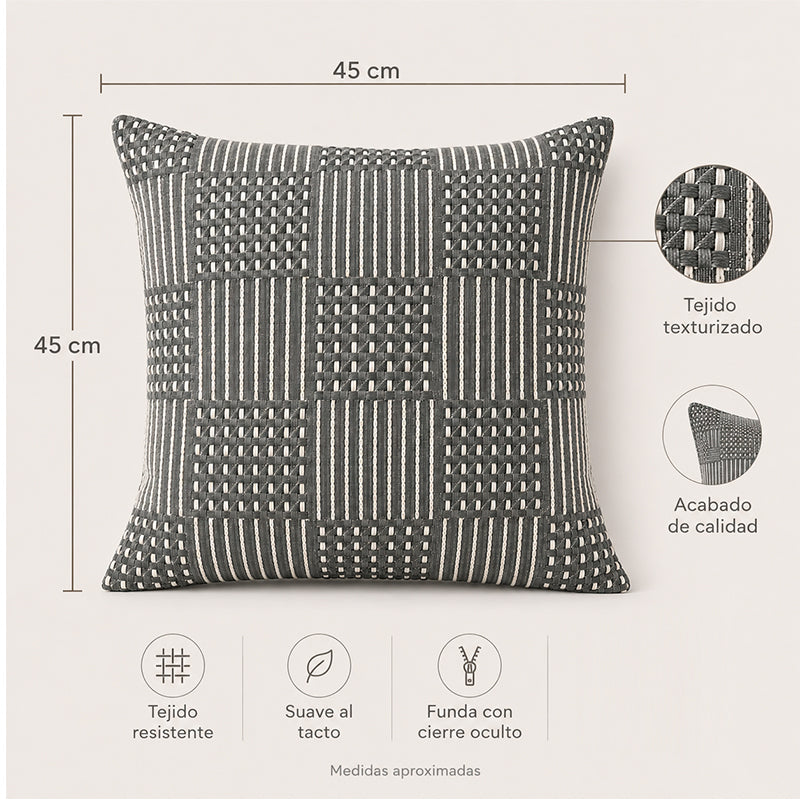 Funda De Cojin Boho Tejida Funda De Almohada De Sofa 45x45cm Gris
