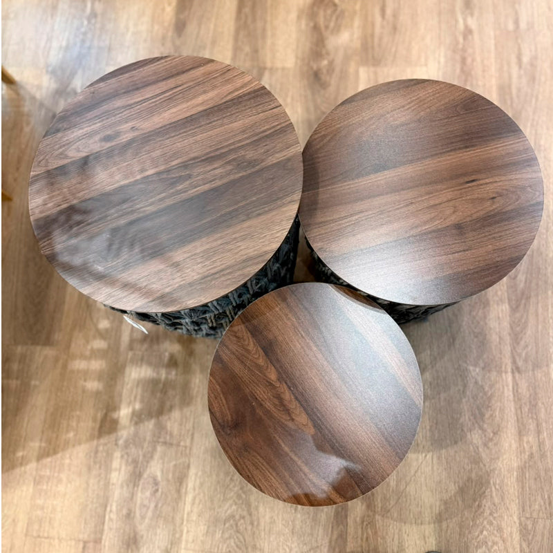 Set x3 Mesas Auxiliares de Cuerda Trenzada y Madera Living Decohogar