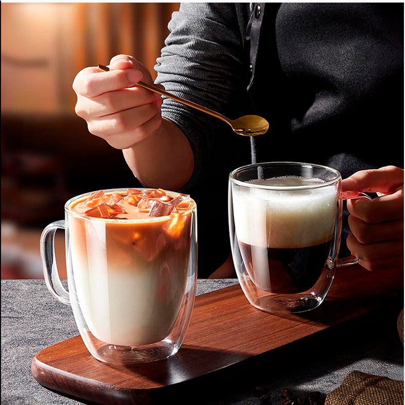 Mug Taza De Café oz Doble Pared Vidrio Vaso Termico