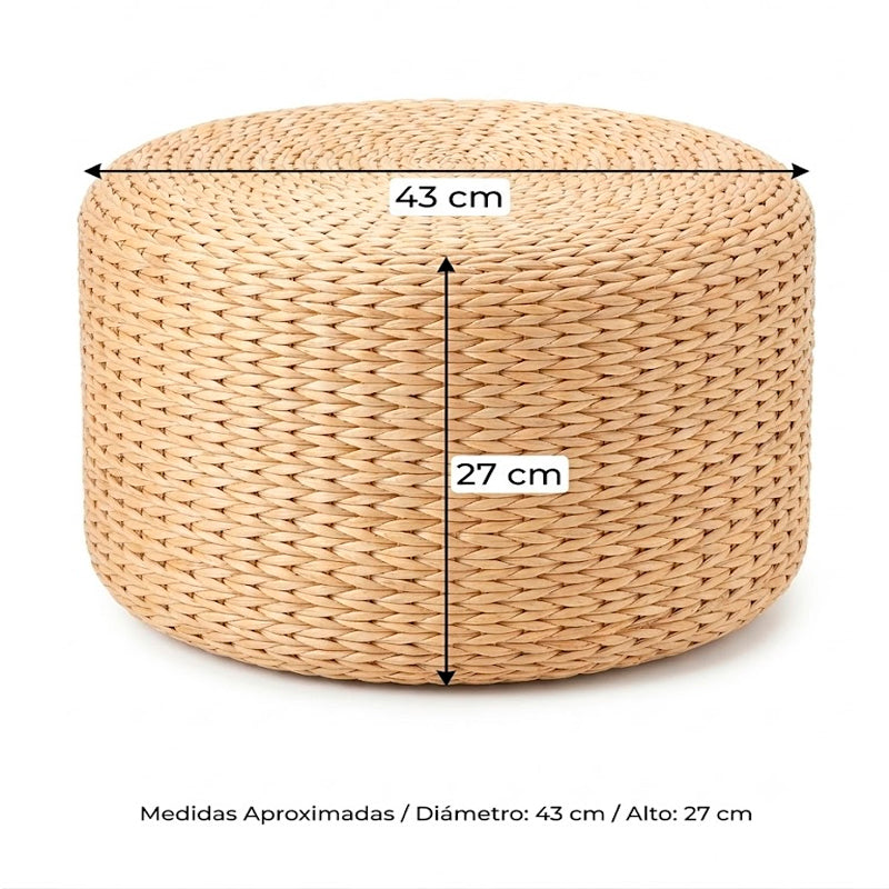 Puff de Rattan Fibra Natural 43x27cm Crudo