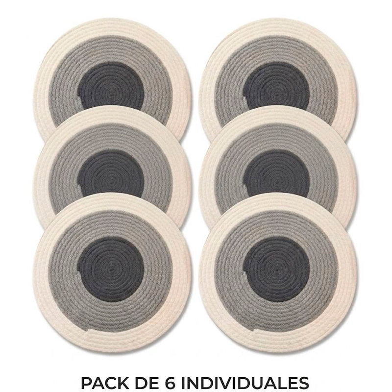 Individual Trenzado Cuerda de Algodoon Mantel Redondo De 38cm