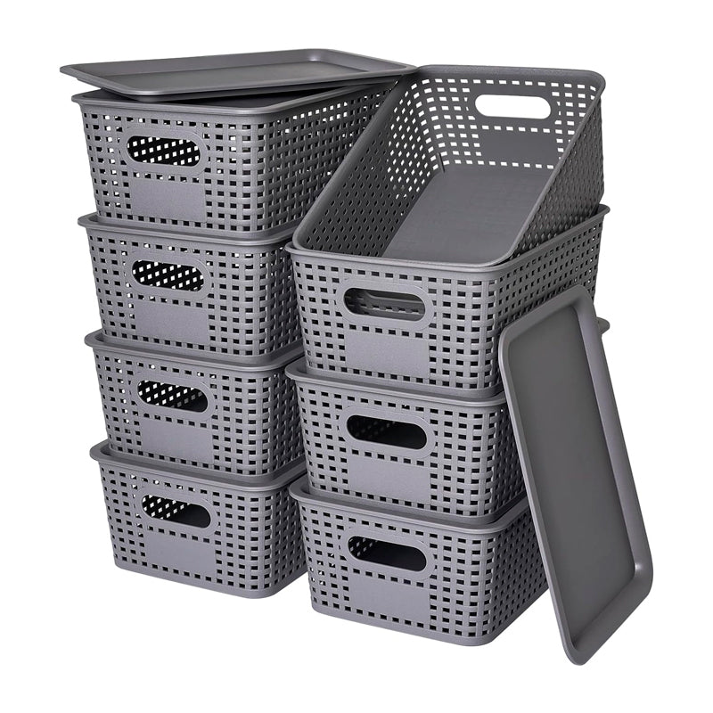 Caja Organizadora Ratán 6 Lt. Color Gris Canasto Cocina