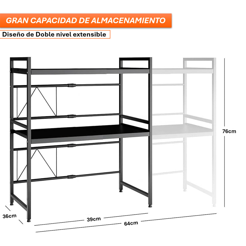 Estante Extensible Para Horno Microondas Rack Organizador Cocina 3 Niveles