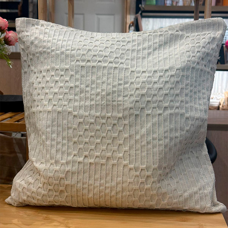 Funda De Cojin Boho Tejida Funda De Almohada De Sofa 45x45cm Blanco
