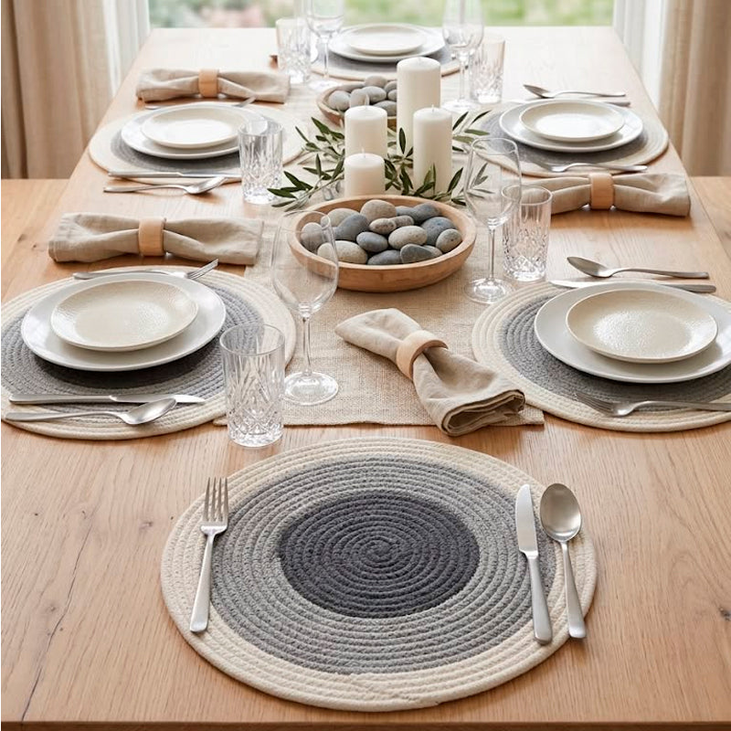 Individual Trenzado Cuerda de Algodoon Mantel Redondo De 38cm