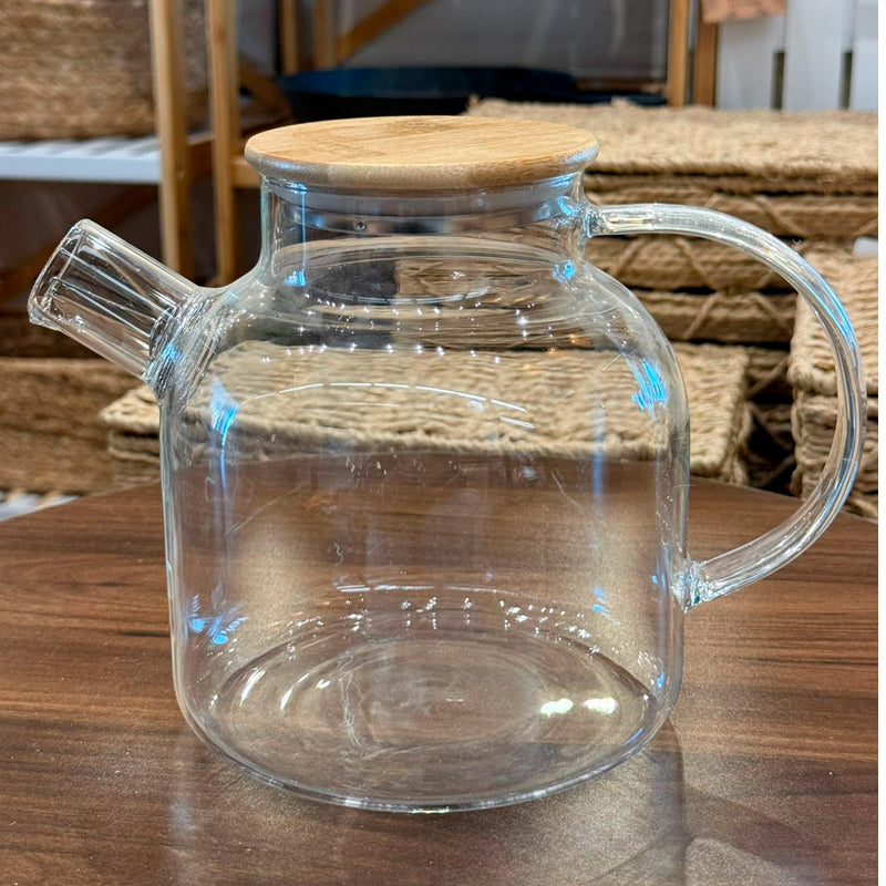 Tetera Vidrio Con Tapa De Bambú Infusión Té