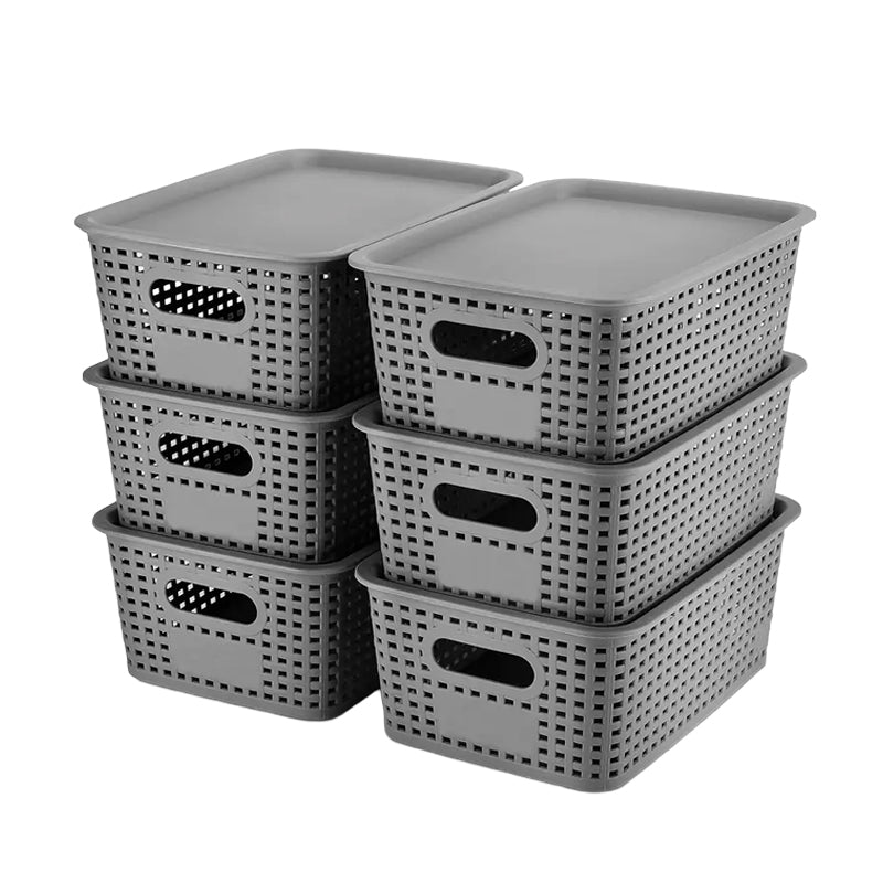 Caja Organizadora Ratán 6 Lt. Color Gris Canasto Cocina