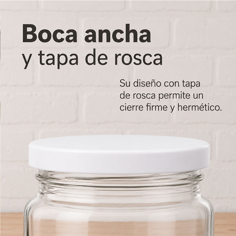 Frasco Conservero 450 Cc Con Tapa Metálica Blanco