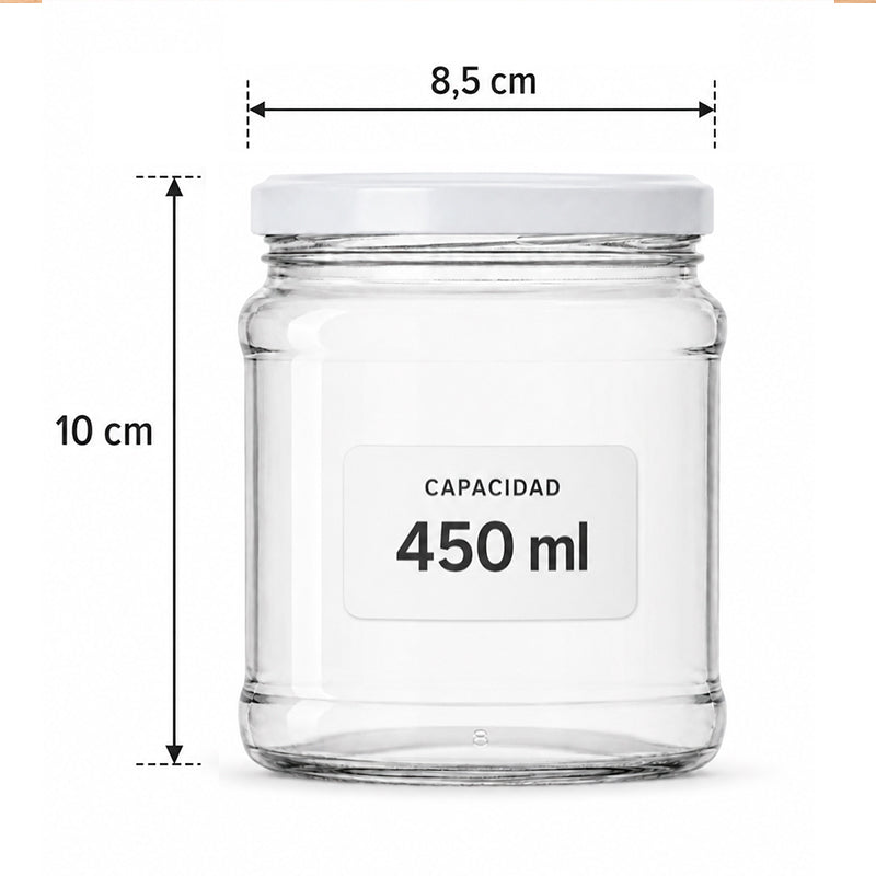 Frasco Conservero 450 Cc Con Tapa Metálica Blanco