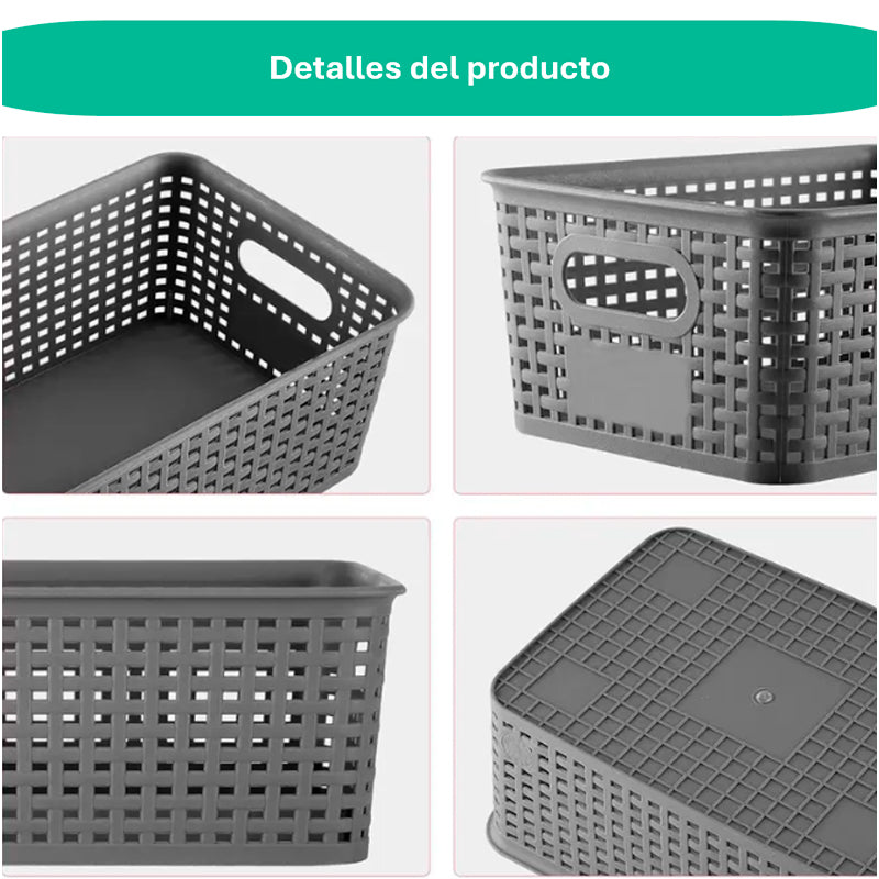 Caja Organizadora Ratán 6 Lt. Color Gris Canasto Cocina
