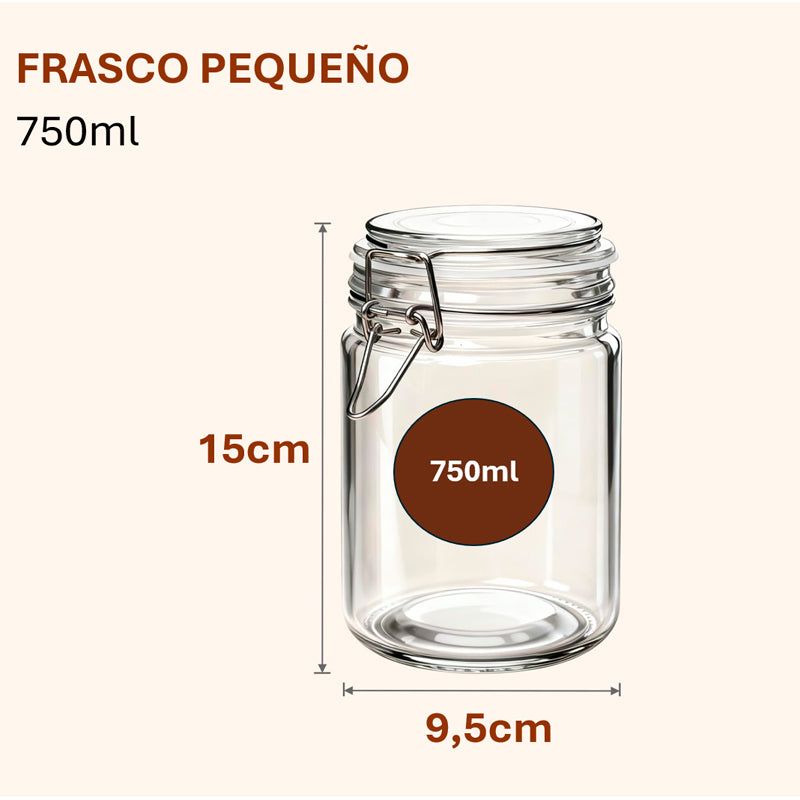 Tarros de Almacenamiento de Vidrio Tapa Hermética con Bisagra