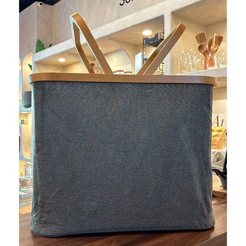Cesto Plegable Para Ropa Canasto Con Asa Organizador Hogar Gris Oscuro Lisa