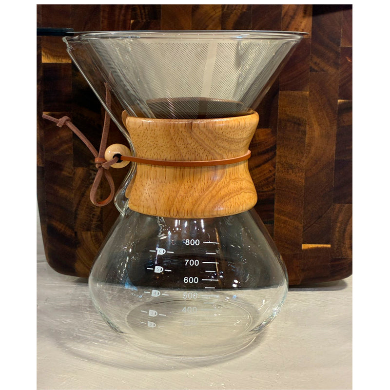 Cafetera de Vidrio Café por Goteo de 800ml con Filtro Reutilizable de Acero Inoxidable