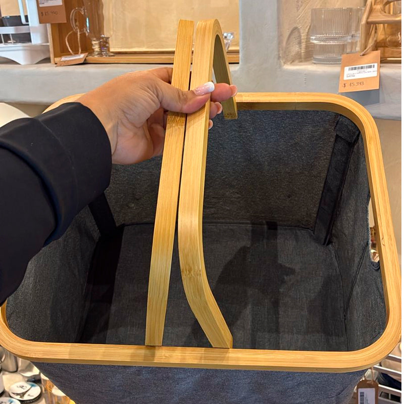 Cesto Plegable Para Ropa Canasto Con Asa Organizador Hogar Gris Oscuro Lisa