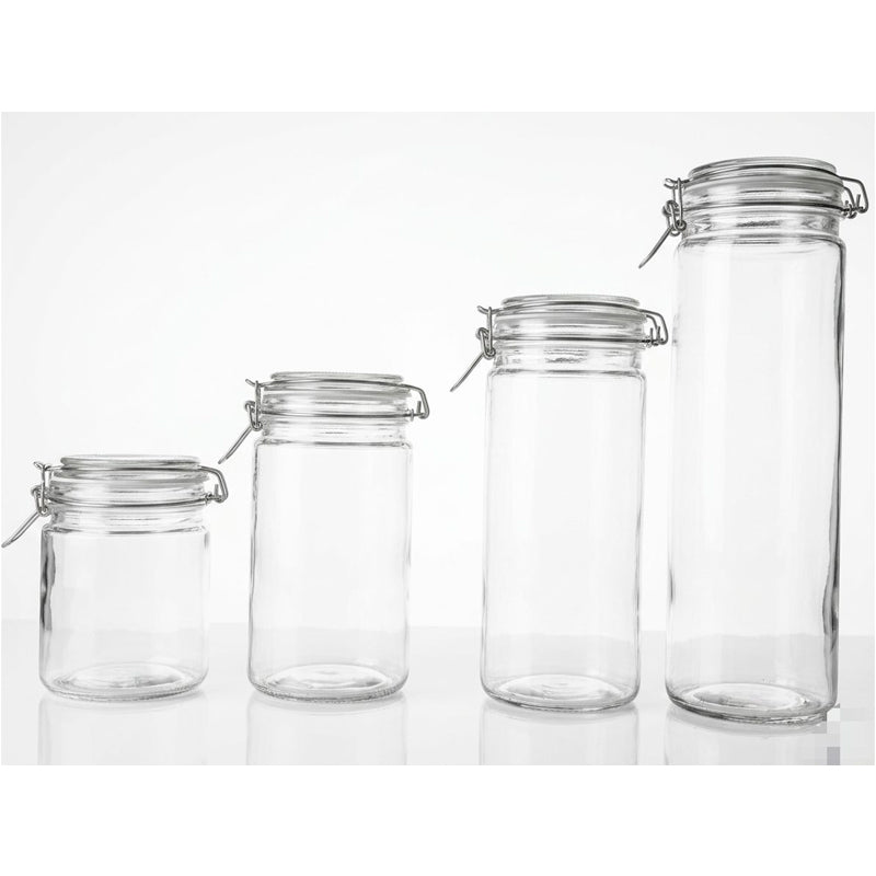 Set 4 Tarros de Almacenamiento de Vidrio Tapa Hermética con Bisagra