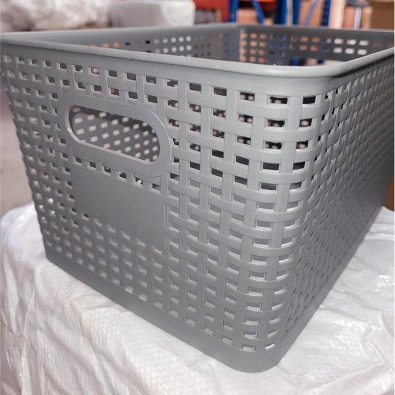 Pack Caja Organizadora Ratán 10lt Color Gris Canasto Cocina