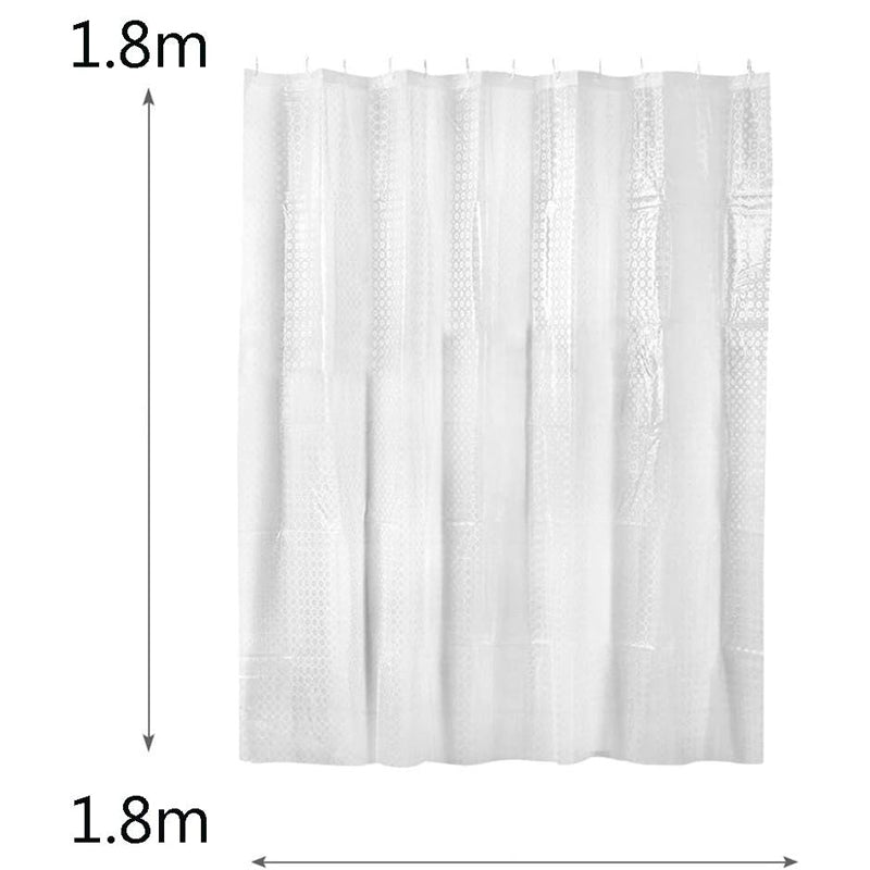 Cortina De Bano Transparente De Tela Impermeable 180*180cm + 12 Ganchos 1343