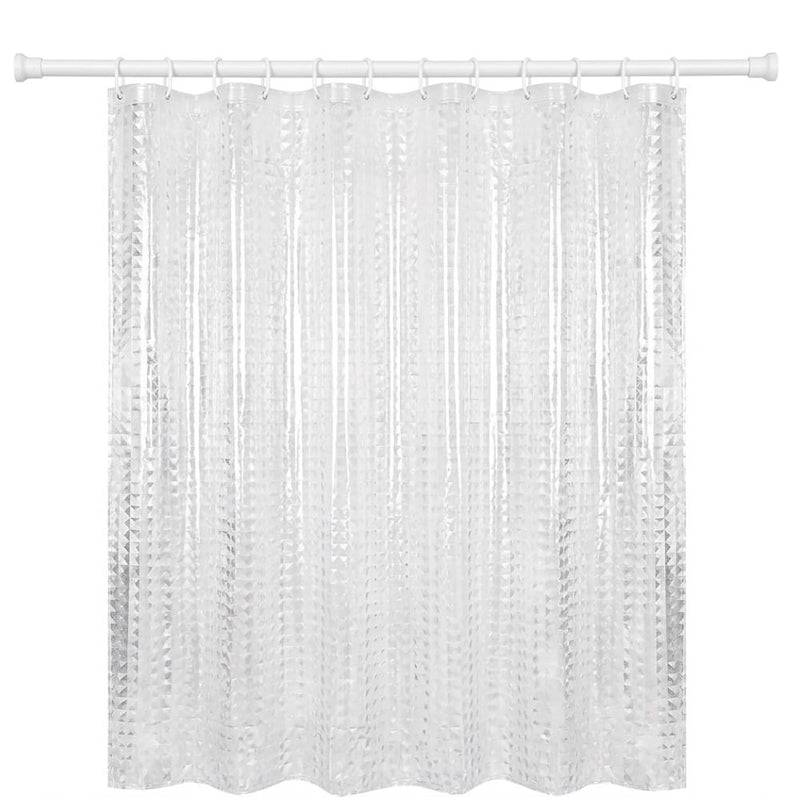 Cortina De Bano Transparente De Tela Impermeable 180*180cm + 12 Ganchos