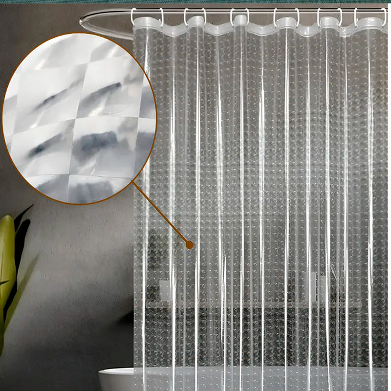 Cortina De Bano Transparente De Tela Impermeable 180*180cm + 12 Ganchos 1343
