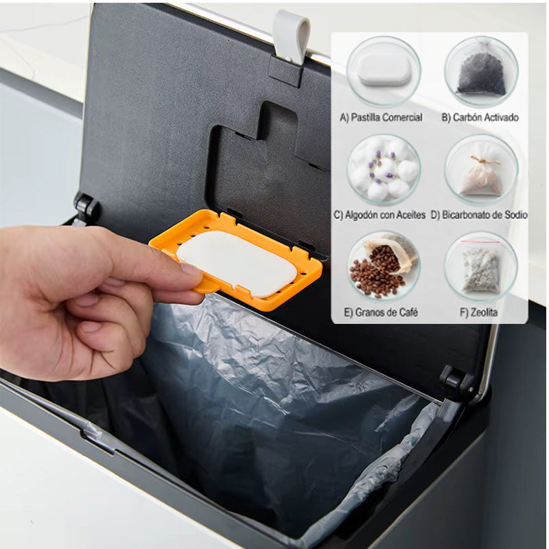 Cubo De Basura Colgante Tapa Para Armario Cocina Dormitorio Plateado